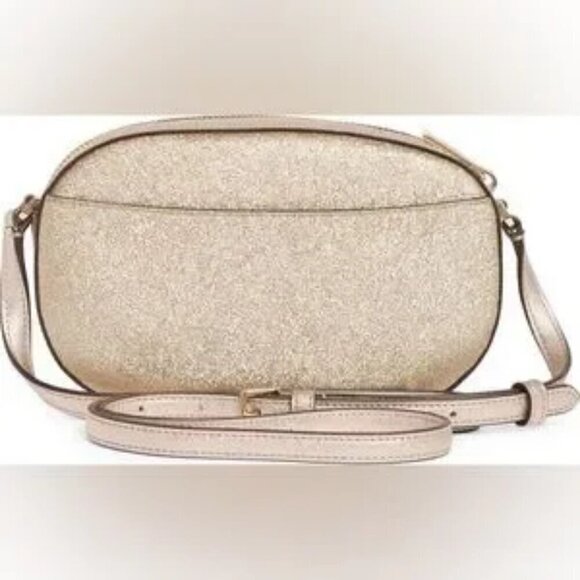 kate spade Glimmer Oval Camera Bag, Gold with Glitter, Crossbody, NEW with Tag - Picture 6 of 15